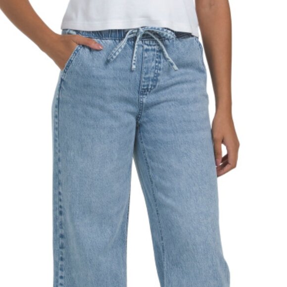 NEW REWASH Knit Denim Relaxed Wide Leg Pants in indigo for women 825 2t7 - Picture 3 of 6